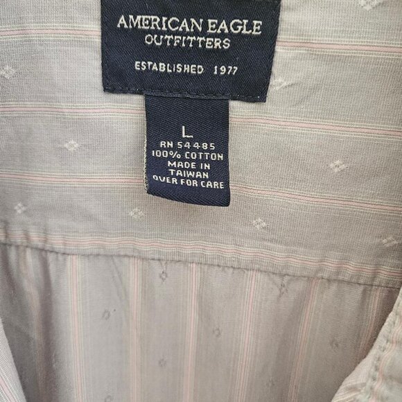 American Eagle -Men`s Button Striped Down Long Sleeve shirt size L - Picture 6 of 6
